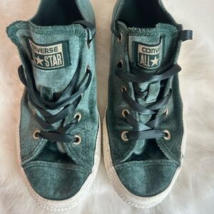 Converse Velvet Forest Green Canvas Shoes